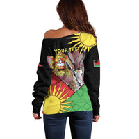 Personalised Malawi Thomsons Gazelle Off Shoulder Sweater Lotus - African Pattern - Wonder Print Shop