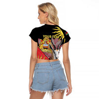 Personalised Malawi Thomsons Gazelle Raglan Cropped T Shirt Lotus - African Pattern - Wonder Print Shop