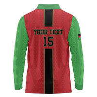 Custom Malawi Football Long Sleeve Polo Shirt Go Flames - Wonder Print Shop