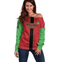 Custom Malawi Football Off Shoulder Sweater Go Flames - Wonder Print Shop