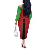 Custom Malawi Football Off The Shoulder Long Sleeve Dress Go Flames - Wonder Print Shop