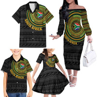 Personalised South Africa Family Matching Off The Shoulder Long Sleeve Dress and Hawaiian Shirt African Tribal Pattern