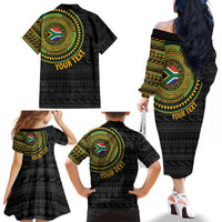 Personalised South Africa Family Matching Off The Shoulder Long Sleeve Dress and Hawaiian Shirt African Tribal Pattern