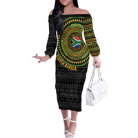 Personalised South Africa Family Matching Off The Shoulder Long Sleeve Dress and Hawaiian Shirt African Tribal Pattern