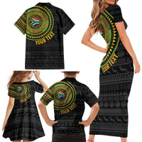 Personalised South Africa Family Matching Short Sleeve Bodycon Dress and Hawaiian Shirt African Tribal Pattern