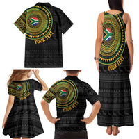 Personalised South Africa Family Matching Tank Maxi Dress and Hawaiian Shirt African Tribal Pattern