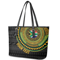 Personalised South Africa Leather Tote Bag African Tribal Pattern