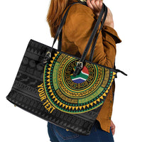 Personalised South Africa Leather Tote Bag African Tribal Pattern