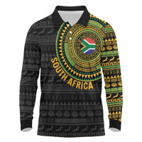 Personalised South Africa Long Sleeve Polo Shirt African Tribal Pattern
