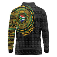 Personalised South Africa Long Sleeve Polo Shirt African Tribal Pattern
