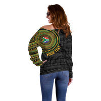 Personalised South Africa Off Shoulder Sweater African Tribal Pattern