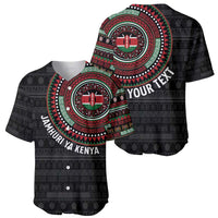 Personalised Kenya Baseball Jersey African Tribal Pattern