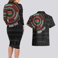 Personalised Kenya Couples Matching Long Sleeve Bodycon Dress and Hawaiian Shirt African Tribal Pattern