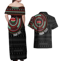 Personalised Kenya Couples Matching Off Shoulder Maxi Dress and Hawaiian Shirt African Tribal Pattern