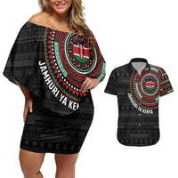 Personalised Kenya Couples Matching Off Shoulder Short Dress and Hawaiian Shirt African Tribal Pattern