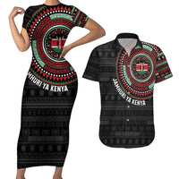 Personalised Kenya Couples Matching Short Sleeve Bodycon Dress and Hawaiian Shirt African Tribal Pattern
