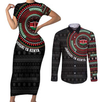 Personalised Kenya Couples Matching Short Sleeve Bodycon Dress and Long Sleeve Button Shirt African Tribal Pattern