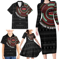 Personalised Kenya Family Matching Long Sleeve Bodycon Dress and Hawaiian Shirt African Tribal Pattern