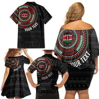 Personalised Kenya Family Matching Off Shoulder Short Dress and Hawaiian Shirt African Tribal Pattern
