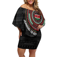 Personalised Kenya Family Matching Off Shoulder Short Dress and Hawaiian Shirt African Tribal Pattern