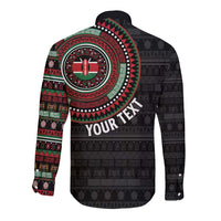 Personalised Kenya Long Sleeve Button Shirt African Tribal Pattern