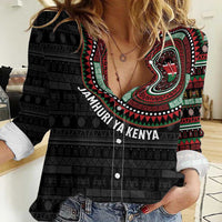 Personalised Kenya Women Casual Shirt African Tribal Pattern
