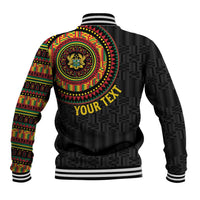 Personalised Ghana Baseball Jacket African Tribal Mix Kente Patterns