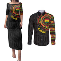 Personalised Ghana Couples Matching Puletasi and Long Sleeve Button Shirt African Tribal Mix Kente Patterns