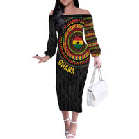 Personalised Ghana Family Matching Off The Shoulder Long Sleeve Dress and Hawaiian Shirt African Tribal Mix Kente Patterns