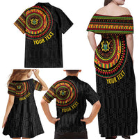 Personalised Ghana Family Matching Off Shoulder Maxi Dress and Hawaiian Shirt African Tribal Mix Kente Patterns