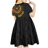 Personalised Ghana Kid Short Sleeve Dress African Tribal Mix Kente Patterns