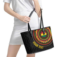 Personalised Ghana Leather Tote Bag African Tribal Mix Kente Patterns