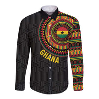 Personalised Ghana Long Sleeve Button Shirt African Tribal Mix Kente Patterns