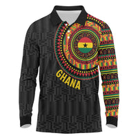Personalised Ghana Long Sleeve Polo Shirt African Tribal Mix Kente Patterns
