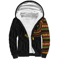 Personalised Ghana Sherpa Hoodie African Tribal Mix Kente Patterns
