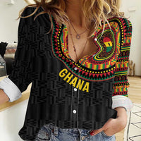 Personalised Ghana Women Casual Shirt African Tribal Mix Kente Patterns