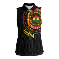 Personalised Ghana Women Sleeveless Polo Shirt African Tribal Mix Kente Patterns