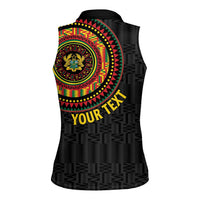 Personalised Ghana Women Sleeveless Polo Shirt African Tribal Mix Kente Patterns