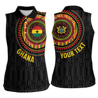 Personalised Ghana Women Sleeveless Polo Shirt African Tribal Mix Kente Patterns