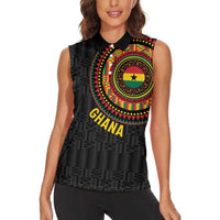 Personalised Ghana Women Sleeveless Polo Shirt African Tribal Mix Kente Patterns
