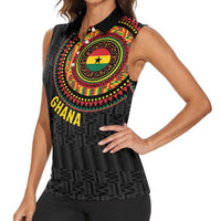Personalised Ghana Women Sleeveless Polo Shirt African Tribal Mix Kente Patterns