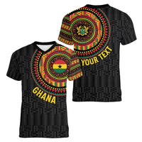 Personalised Ghana Women V-Neck T-Shirt African Tribal Mix Kente Patterns