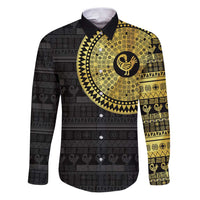 Sankofa Bird Family Matching Puletasi and Hawaiian Shirt Adinkra Symbols - Gold Version