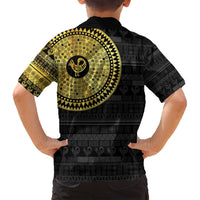 Sankofa Bird Family Matching Summer Maxi Dress and Hawaiian Shirt Adinkra Symbols - Gold Version