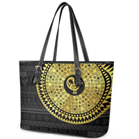 Sankofa Bird Leather Tote Bag Adinkra Symbols - Gold Version