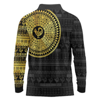 Sankofa Bird Long Sleeve Polo Shirt Adinkra Symbols - Gold Version
