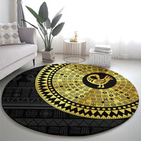 Sankofa Bird Round Carpet Adinkra Symbols - Gold Version