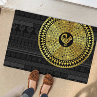 Sankofa Bird Rubber Doormat Adinkra Symbols - Gold Version