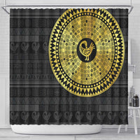 Sankofa Bird Shower Curtain Adinkra Symbols - Gold Version