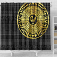 Sankofa Bird Shower Curtain Adinkra Symbols - Gold Version